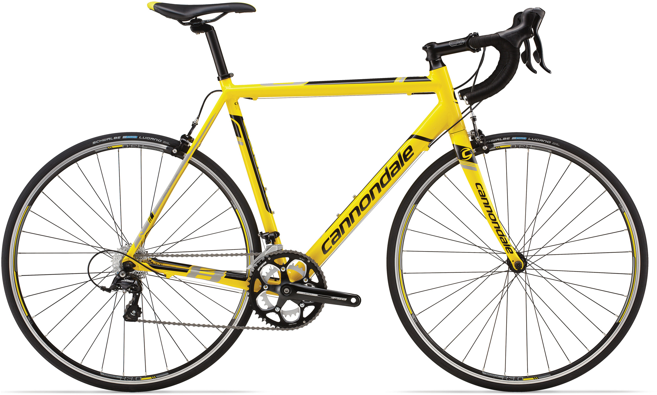 yellow cannondale road bike